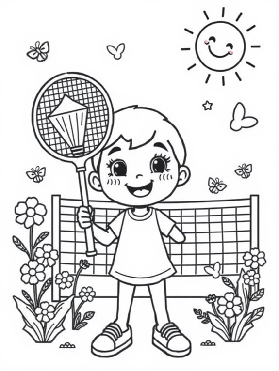 adorable badminton coloring page