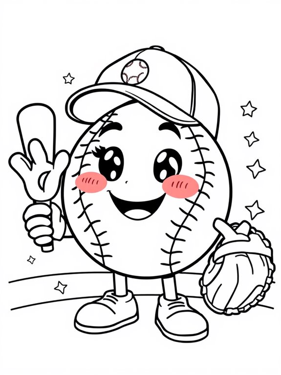 adorable baseball character art