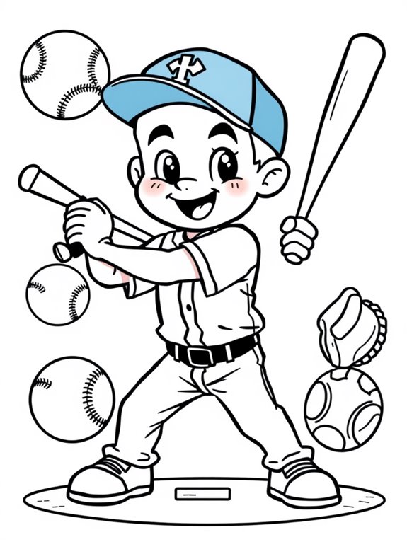 adorable baseball player illustration