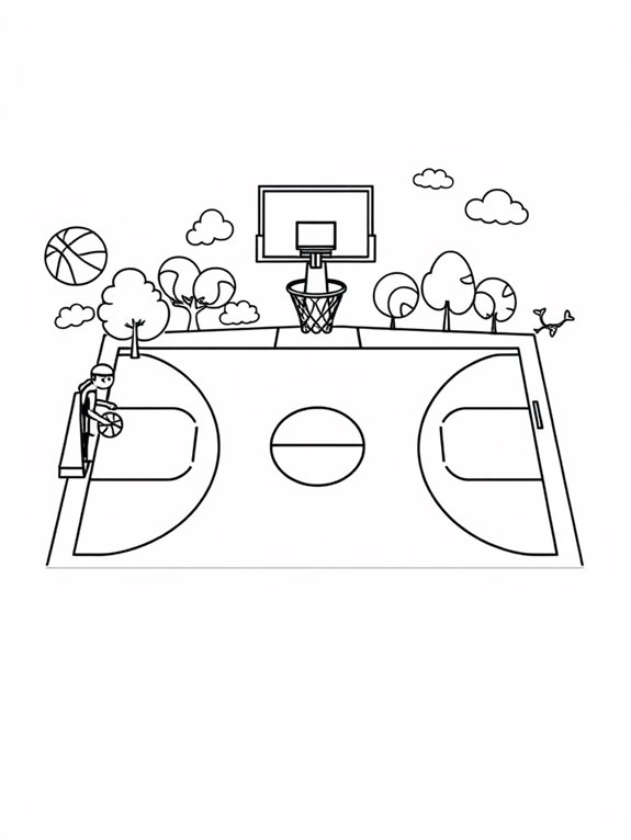 adorable basketball court scene