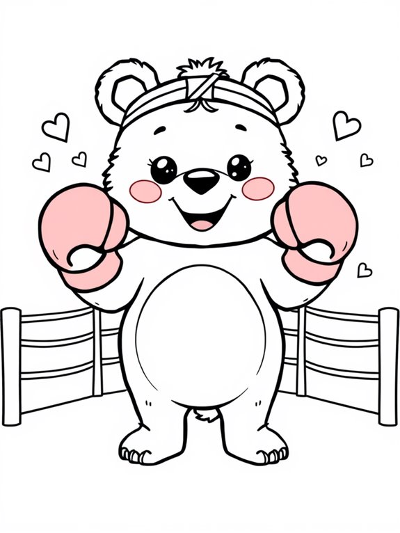 adorable bear boxing illustration