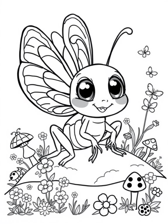 adorable cricket coloring page