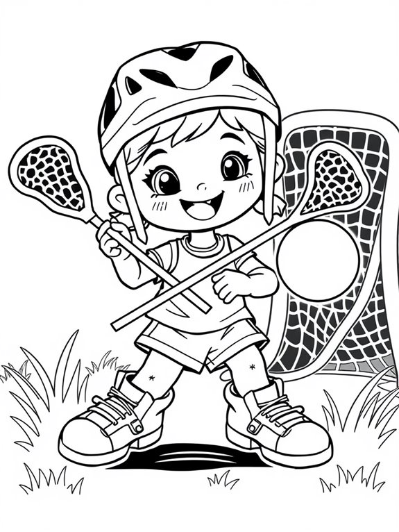 adorable lacrosse player illustration