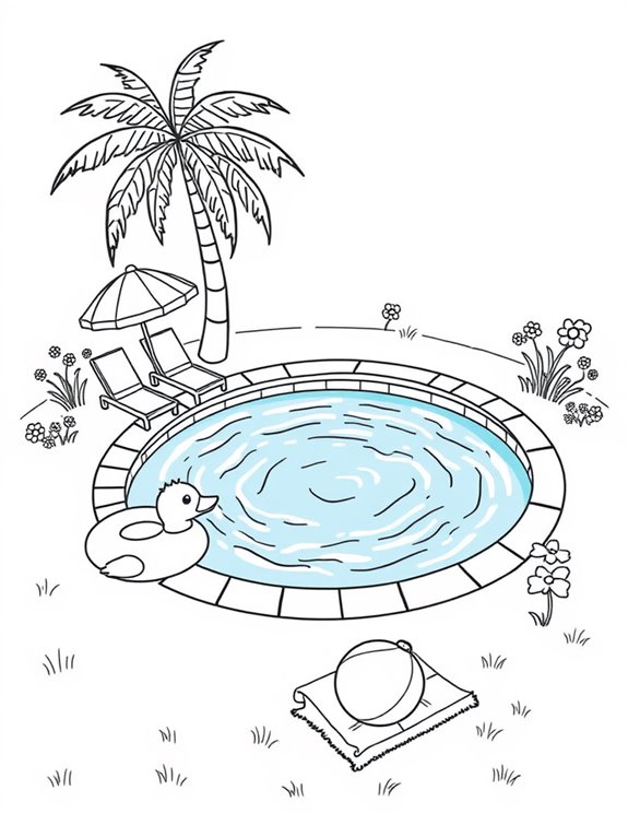 adorable pool coloring page