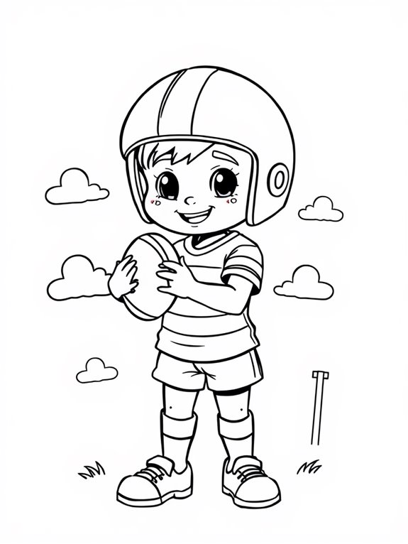 adorable rugby player illustration