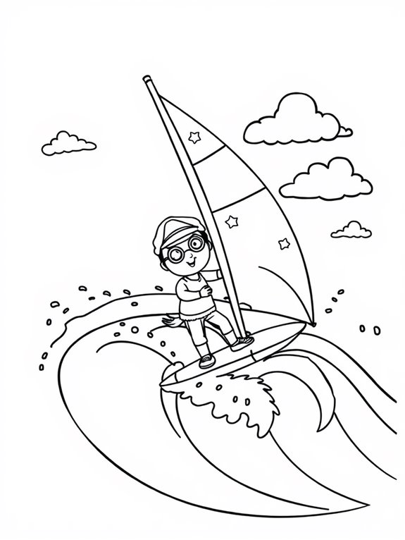 adorable sailor windsurfing illustration