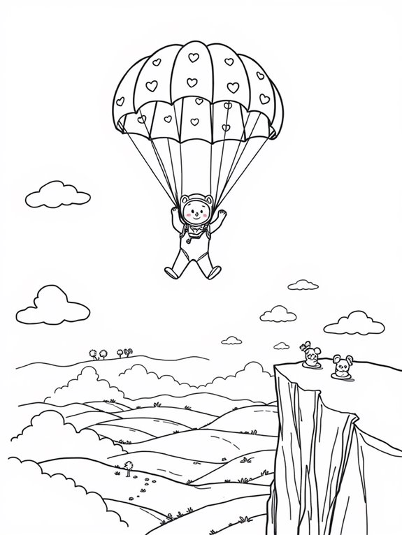 adorable skydiving coloring activity