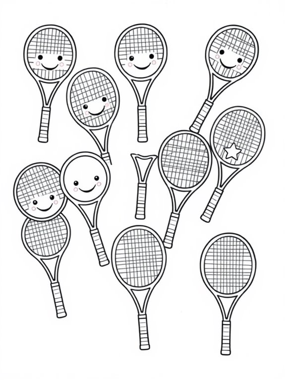 adorable tennis rackets illustration