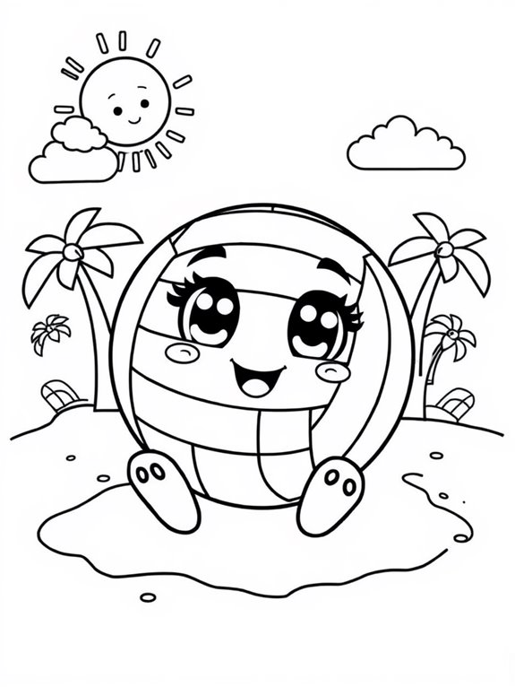 adorable volleyball coloring activity