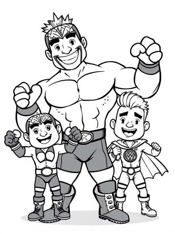 adorable wrestlers coloring page