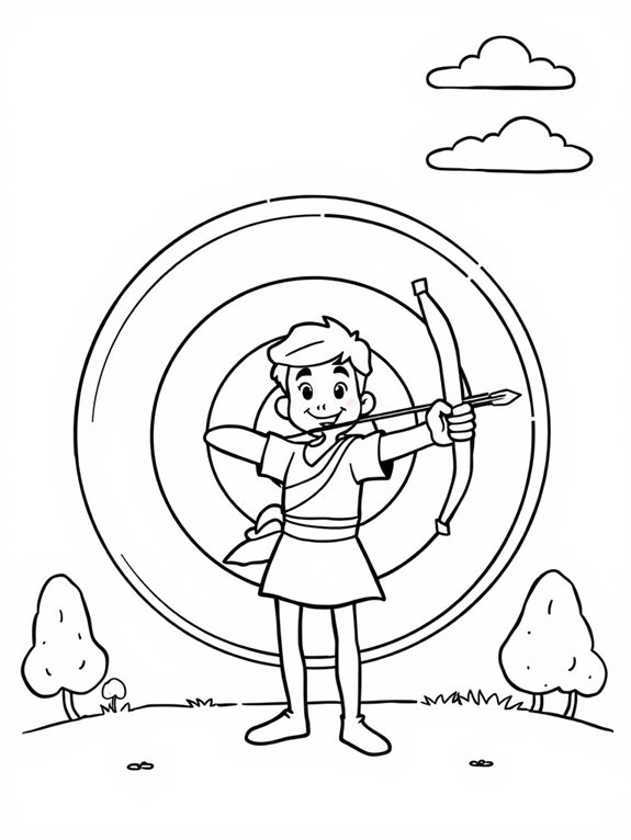 archery themed coloring page