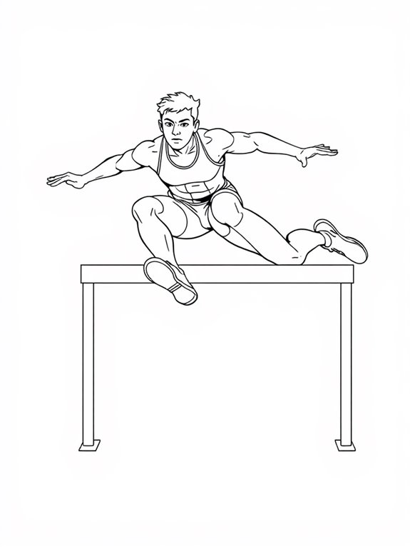 athlete leaping over hurdle