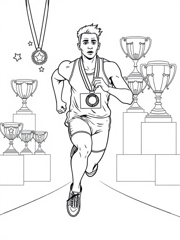 athlete with awards coloring page