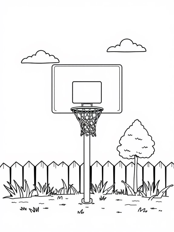 backyard basketball hoop coloring