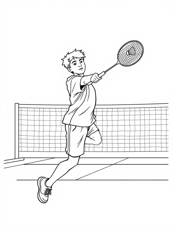 badminton line art illustration