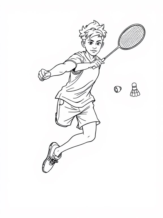 badminton player coloring page