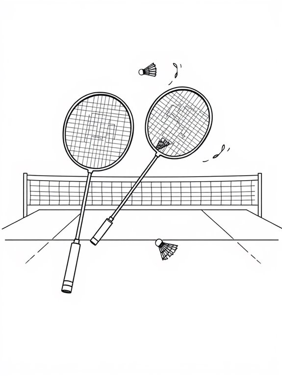 badminton themed coloring page