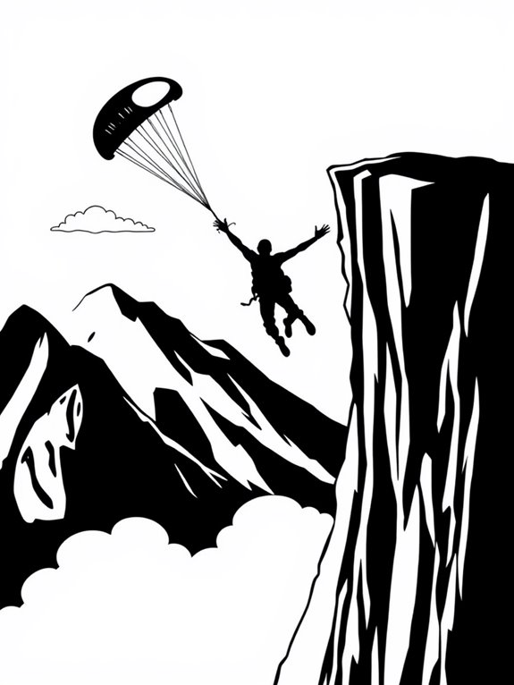 base jumping silhouette coloring page