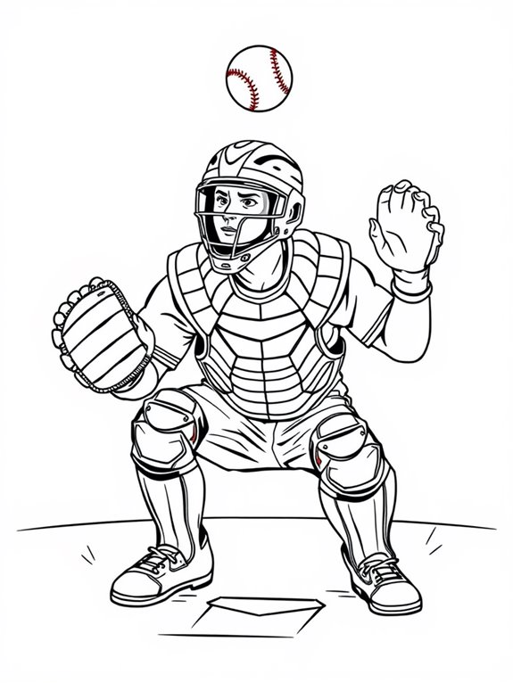 baseball catcher coloring page