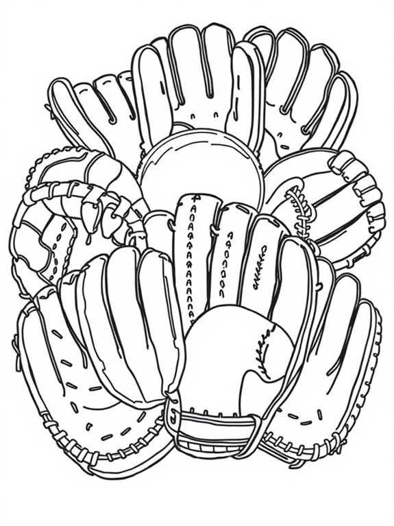 baseball gloves coloring page