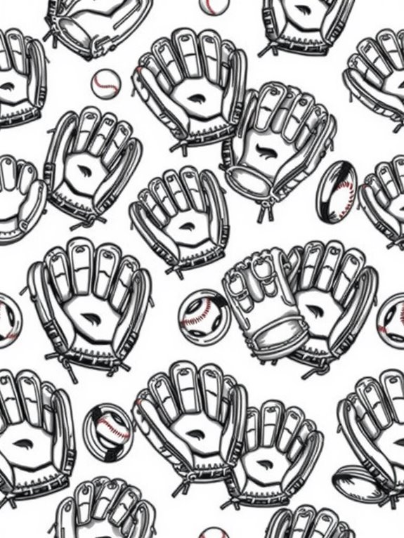 baseball gloves coloring page