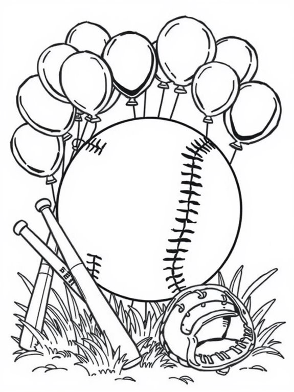 baseball themed coloring activity