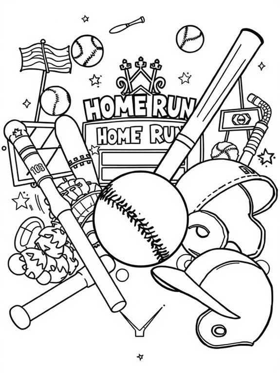 baseball themed coloring page