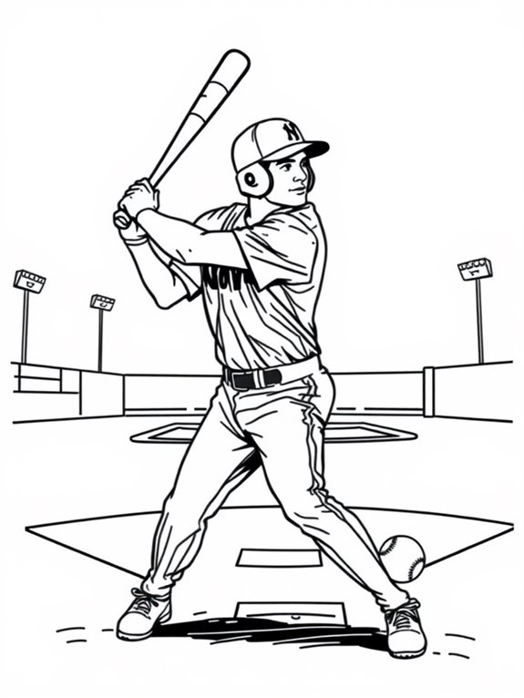 baseball themed coloring page