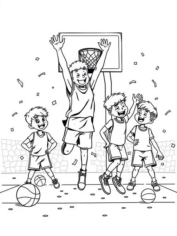 basketball celebration coloring page