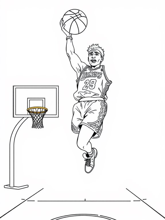 basketball coloring page fun