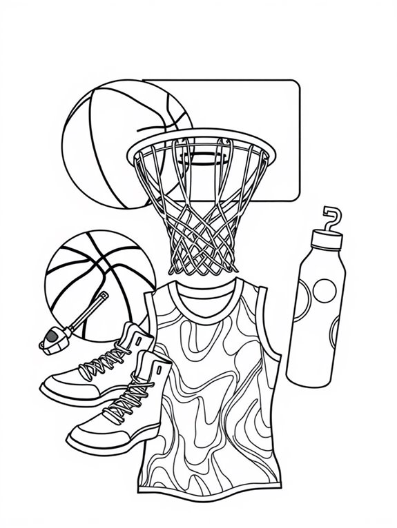 basketball coloring page set