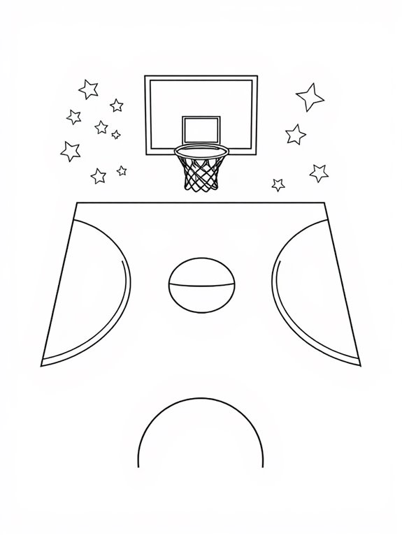 basketball court coloring activity