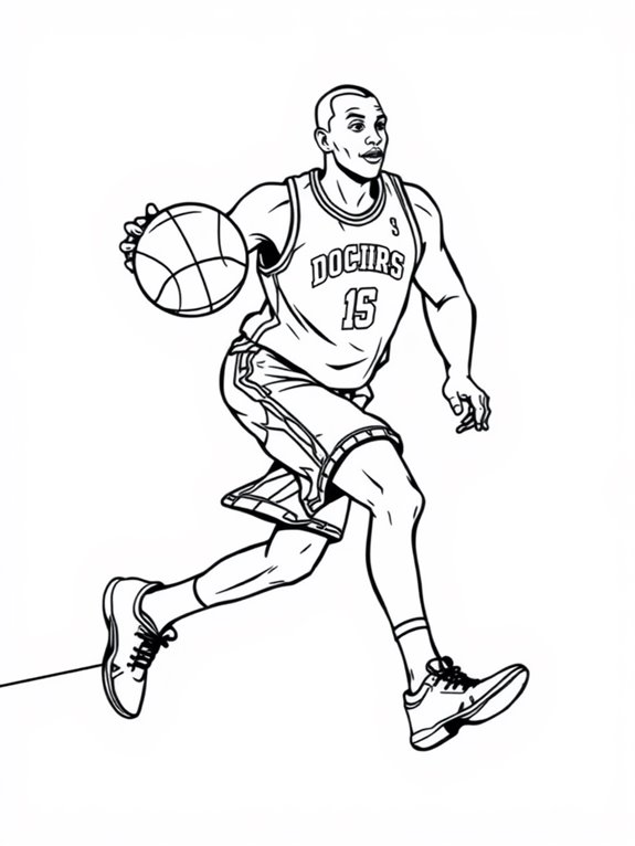 basketball dribbling coloring page