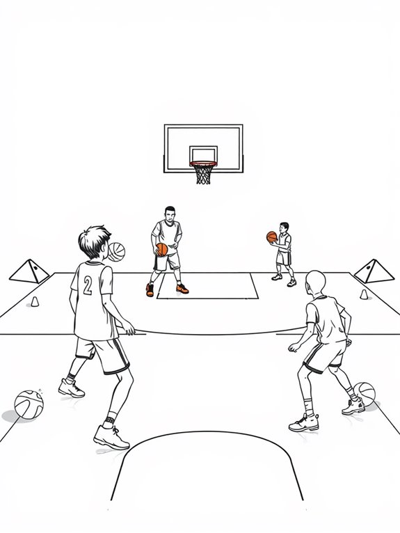 basketball drills coloring page