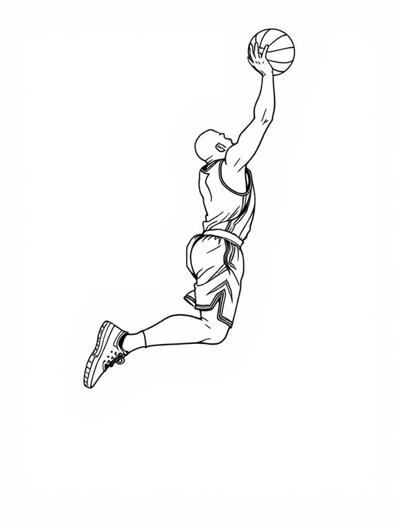 basketball player shooting line art