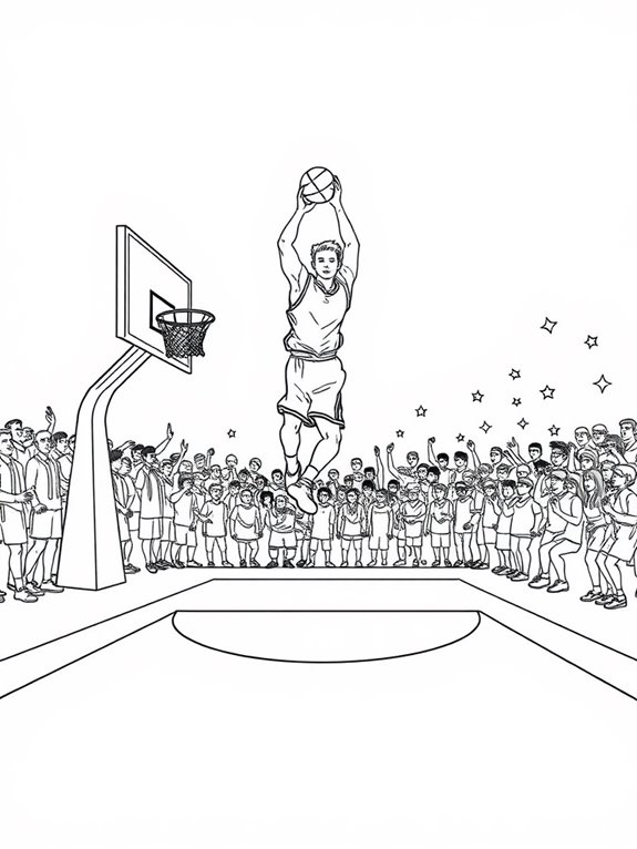 basketball scene coloring page