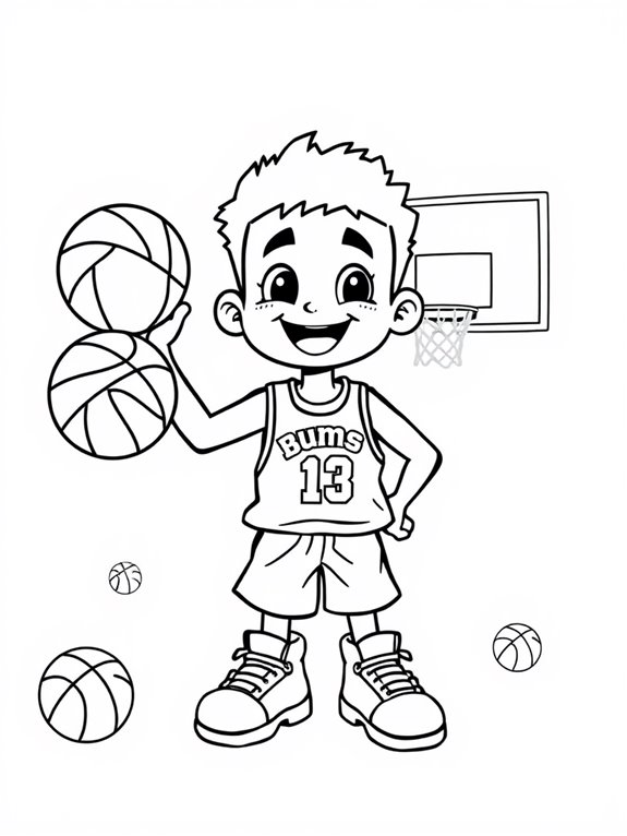 basketball themed coloring page