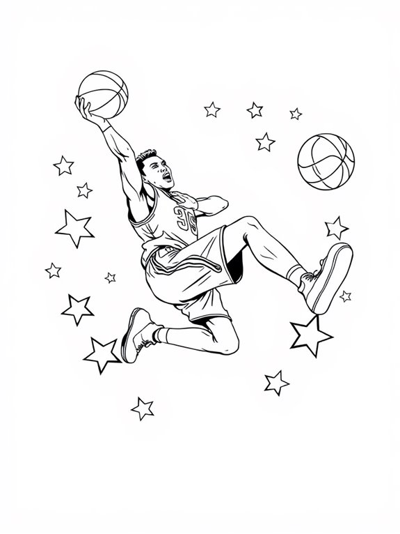 basketball themed coloring page