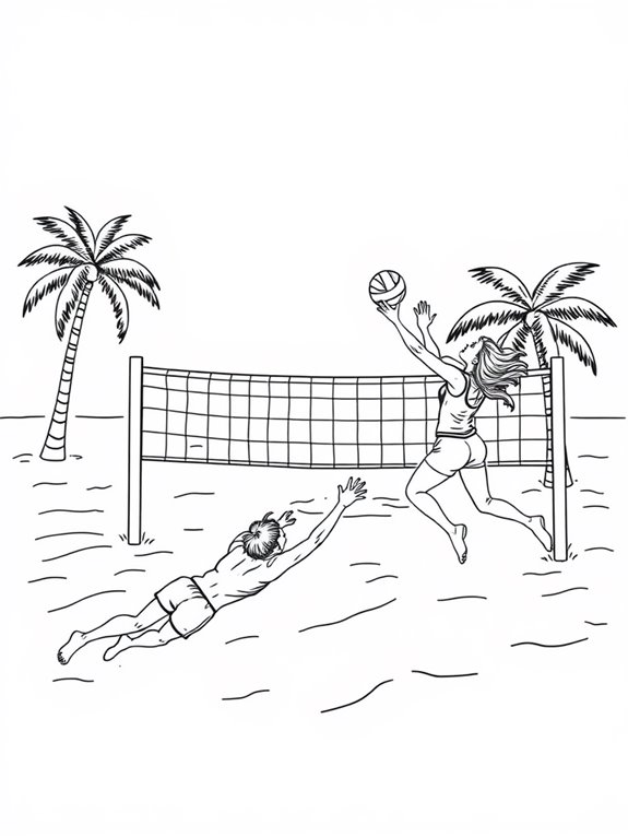 beach volleyball coloring activity