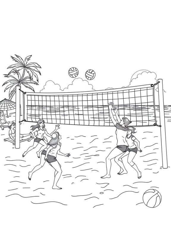 beach volleyball coloring page