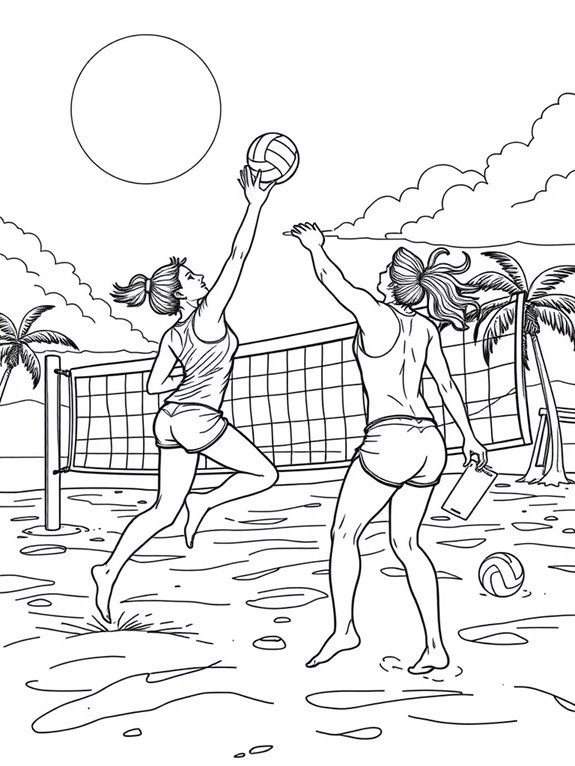 beach volleyball coloring page