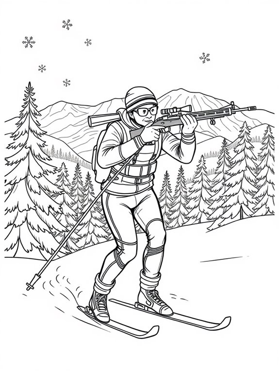 biathlon themed coloring page