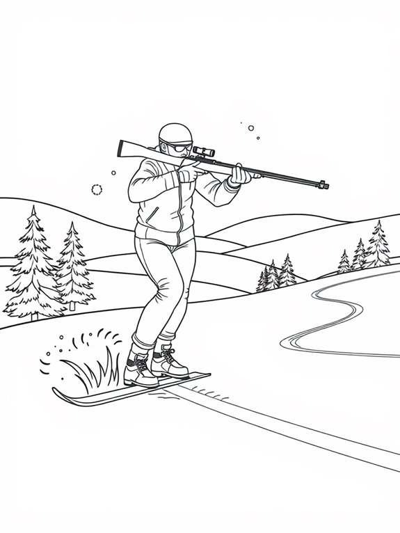 biathlon themed coloring page