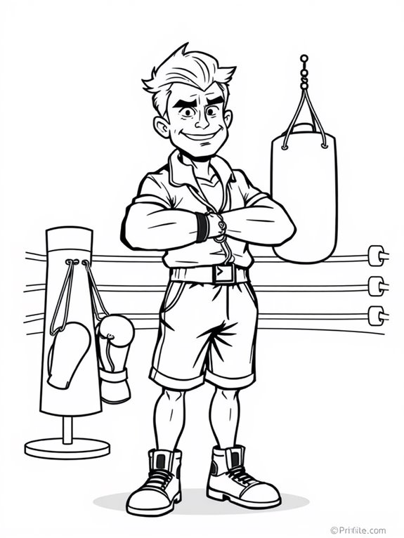 boxing coach coloring page