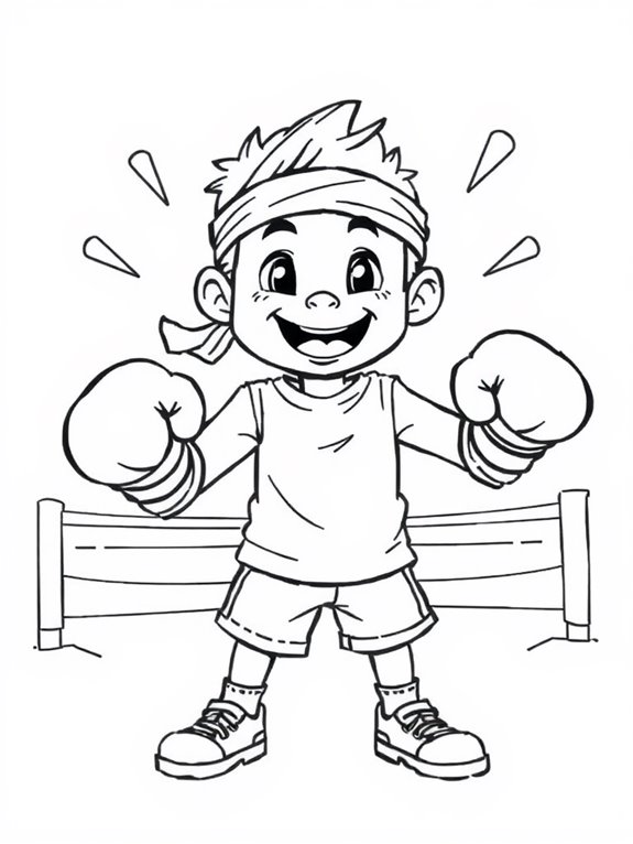 boxing kid coloring page