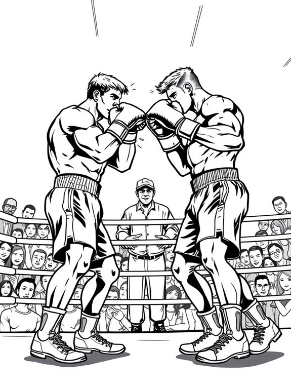 boxing match line art