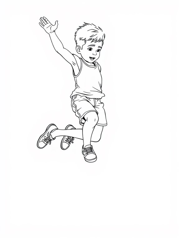 boy performing long jump