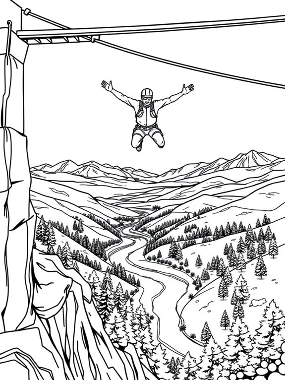 bungee jumping scenic coloring page