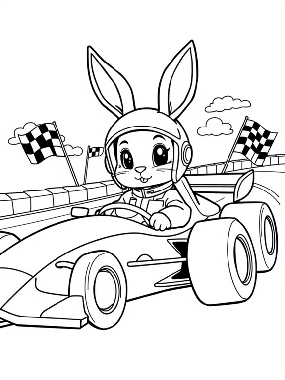 bunny driving race car