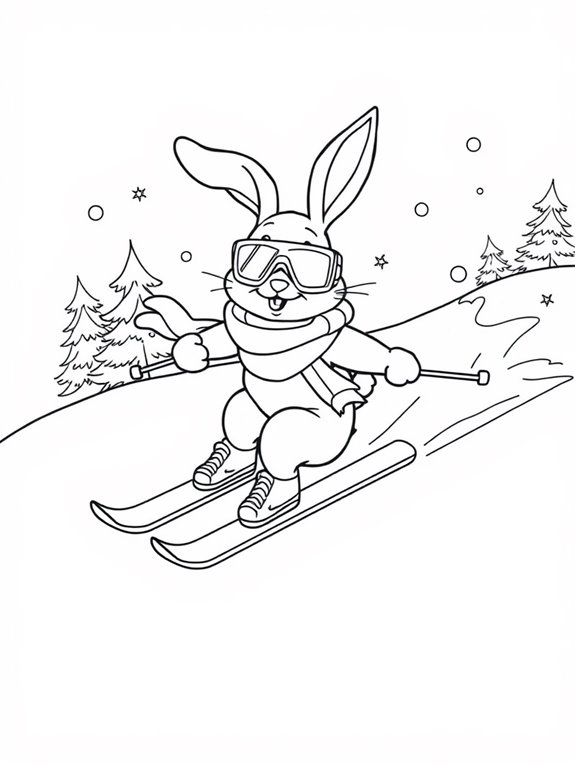 bunny skiing in winter